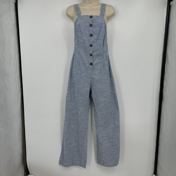 Japna Pants - JAPNA Women's Size M Romper Jumpsuit Blue Striped straight  Leg 100% Cotton Casu